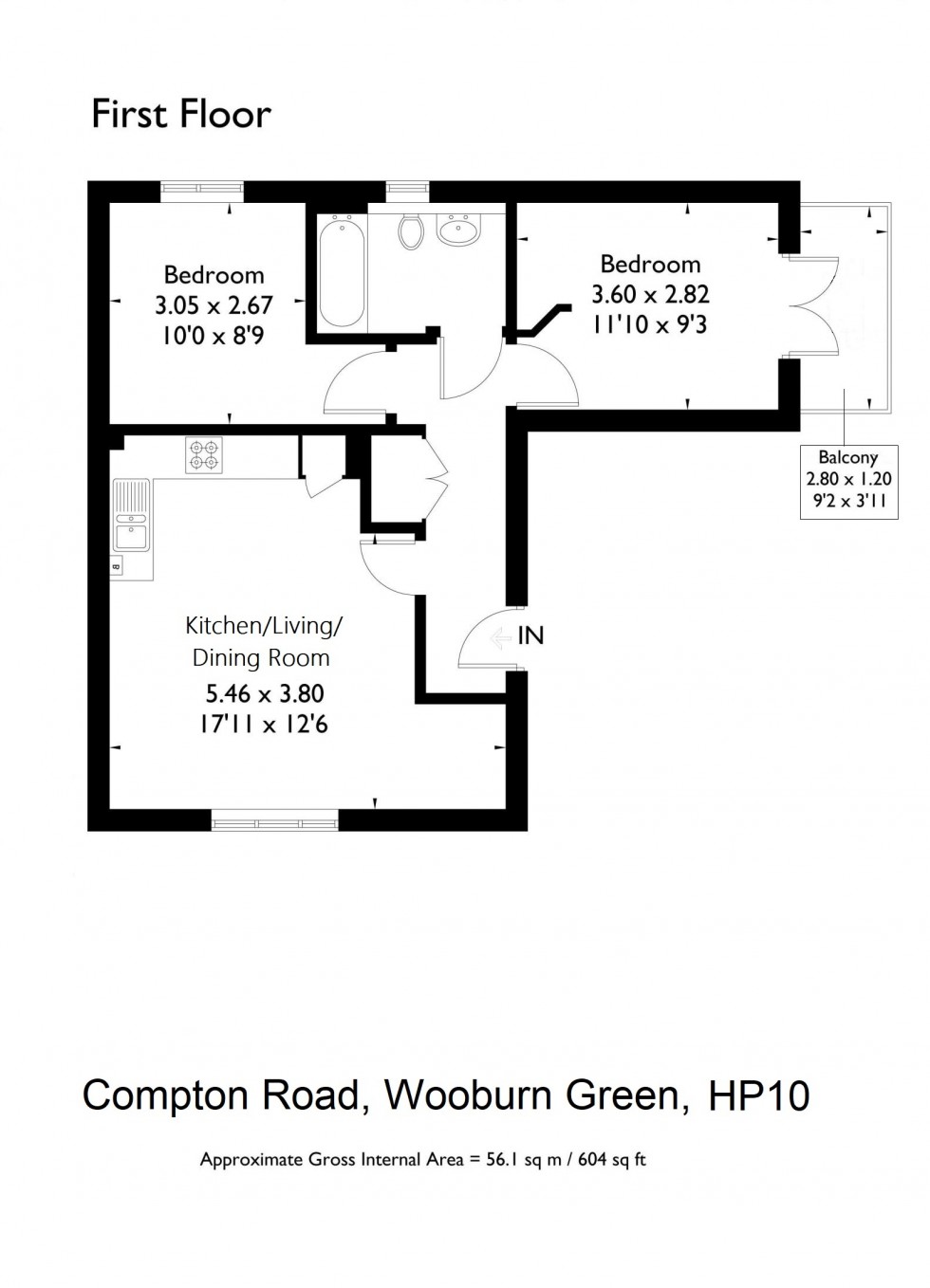 Floorplan for Wooburn Green, High Wycombe, HP10