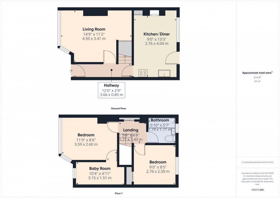Floorplan for Feltham, Middlesex, TW13