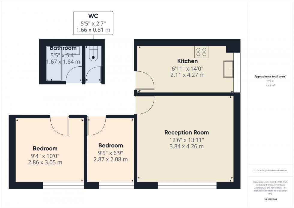 Floorplan for Feltham, , TW14