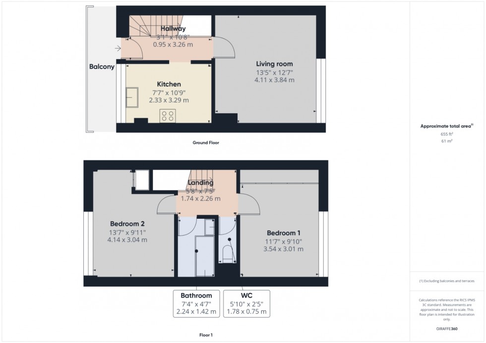 Floorplan for Edgell Road, Staines-Upon-Thames, TW18